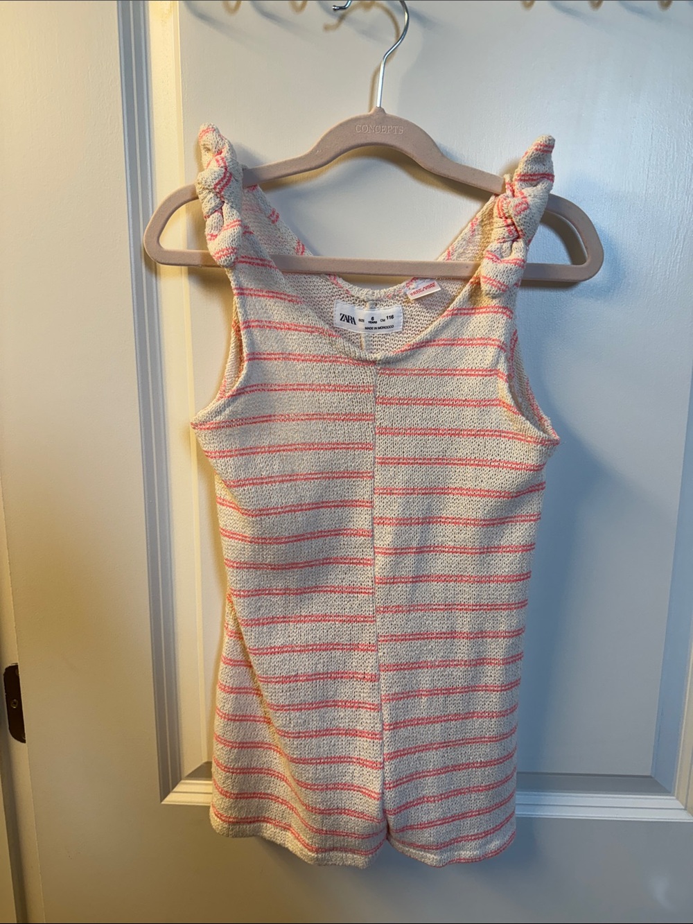 Zara Cream & Pink Striped Knitted Romper